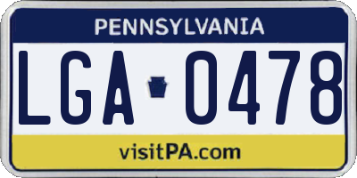 PA license plate LGA0478