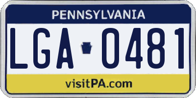 PA license plate LGA0481