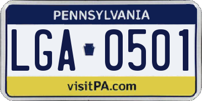 PA license plate LGA0501