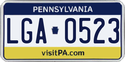 PA license plate LGA0523