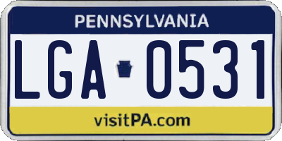 PA license plate LGA0531