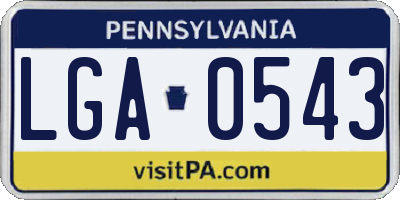 PA license plate LGA0543