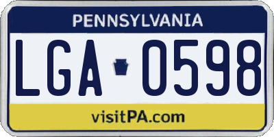 PA license plate LGA0598