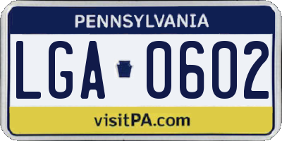 PA license plate LGA0602
