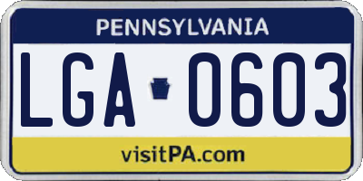 PA license plate LGA0603