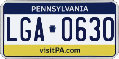 PA license plate LGA0630
