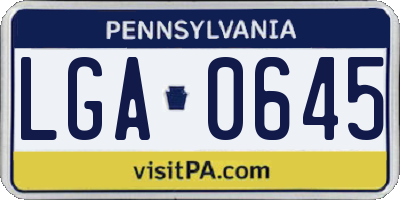 PA license plate LGA0645