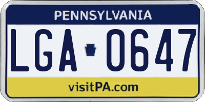 PA license plate LGA0647