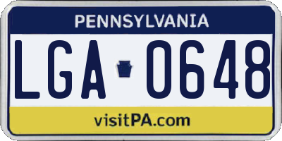 PA license plate LGA0648