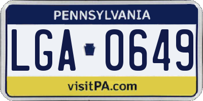 PA license plate LGA0649