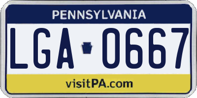 PA license plate LGA0667