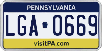 PA license plate LGA0669