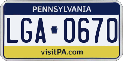PA license plate LGA0670