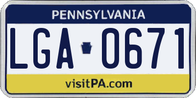 PA license plate LGA0671