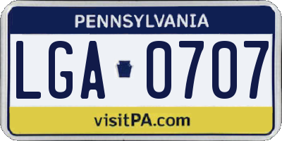 PA license plate LGA0707