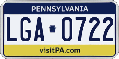 PA license plate LGA0722