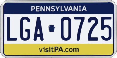 PA license plate LGA0725