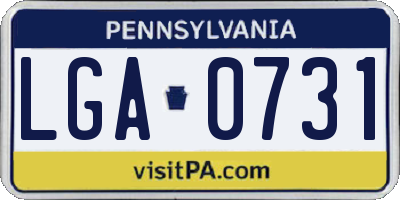 PA license plate LGA0731