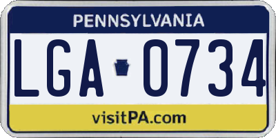 PA license plate LGA0734