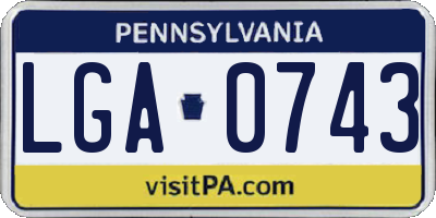 PA license plate LGA0743