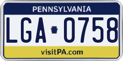 PA license plate LGA0758