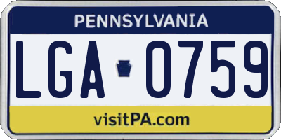 PA license plate LGA0759