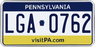 PA license plate LGA0762