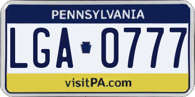 PA license plate LGA0777