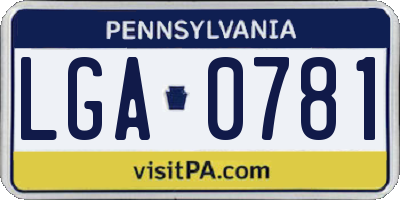 PA license plate LGA0781