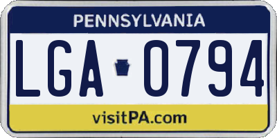 PA license plate LGA0794