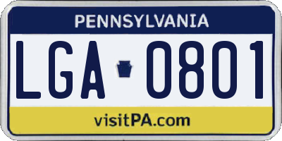 PA license plate LGA0801