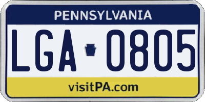 PA license plate LGA0805