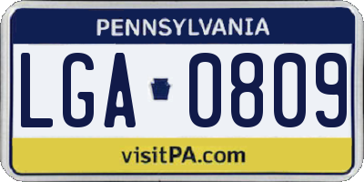 PA license plate LGA0809