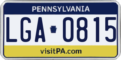 PA license plate LGA0815