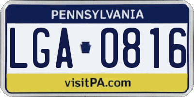 PA license plate LGA0816