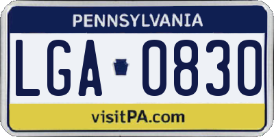 PA license plate LGA0830