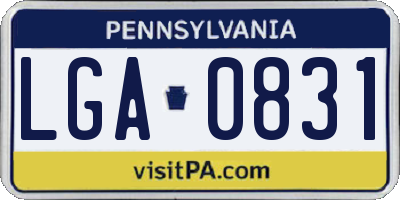 PA license plate LGA0831