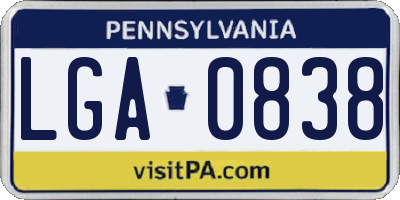 PA license plate LGA0838