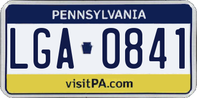 PA license plate LGA0841