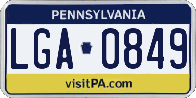 PA license plate LGA0849