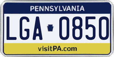 PA license plate LGA0850