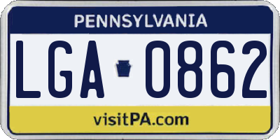 PA license plate LGA0862
