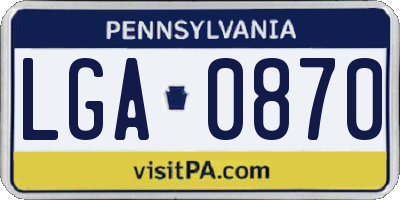 PA license plate LGA0870