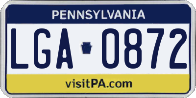 PA license plate LGA0872