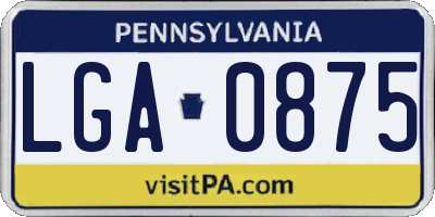 PA license plate LGA0875