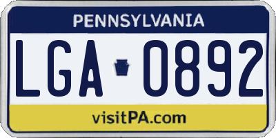 PA license plate LGA0892