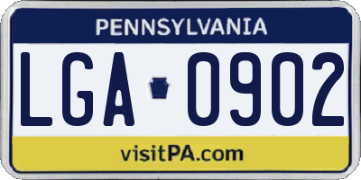 PA license plate LGA0902