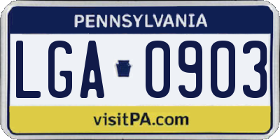 PA license plate LGA0903