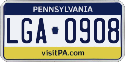 PA license plate LGA0908