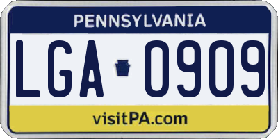 PA license plate LGA0909